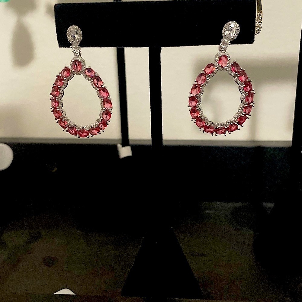 Brand new gorgeous cz pink drop earrings